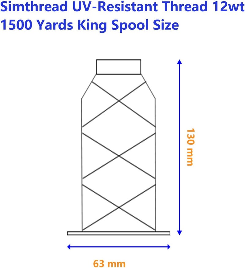 simthread UV Resistant - Heavy Duty Outdoor Thread for Hand or Machine Sewing - 100% Polyester Bonded Thread Tex 69 (12wt) - 1500 Yards NP-Black - Image 2